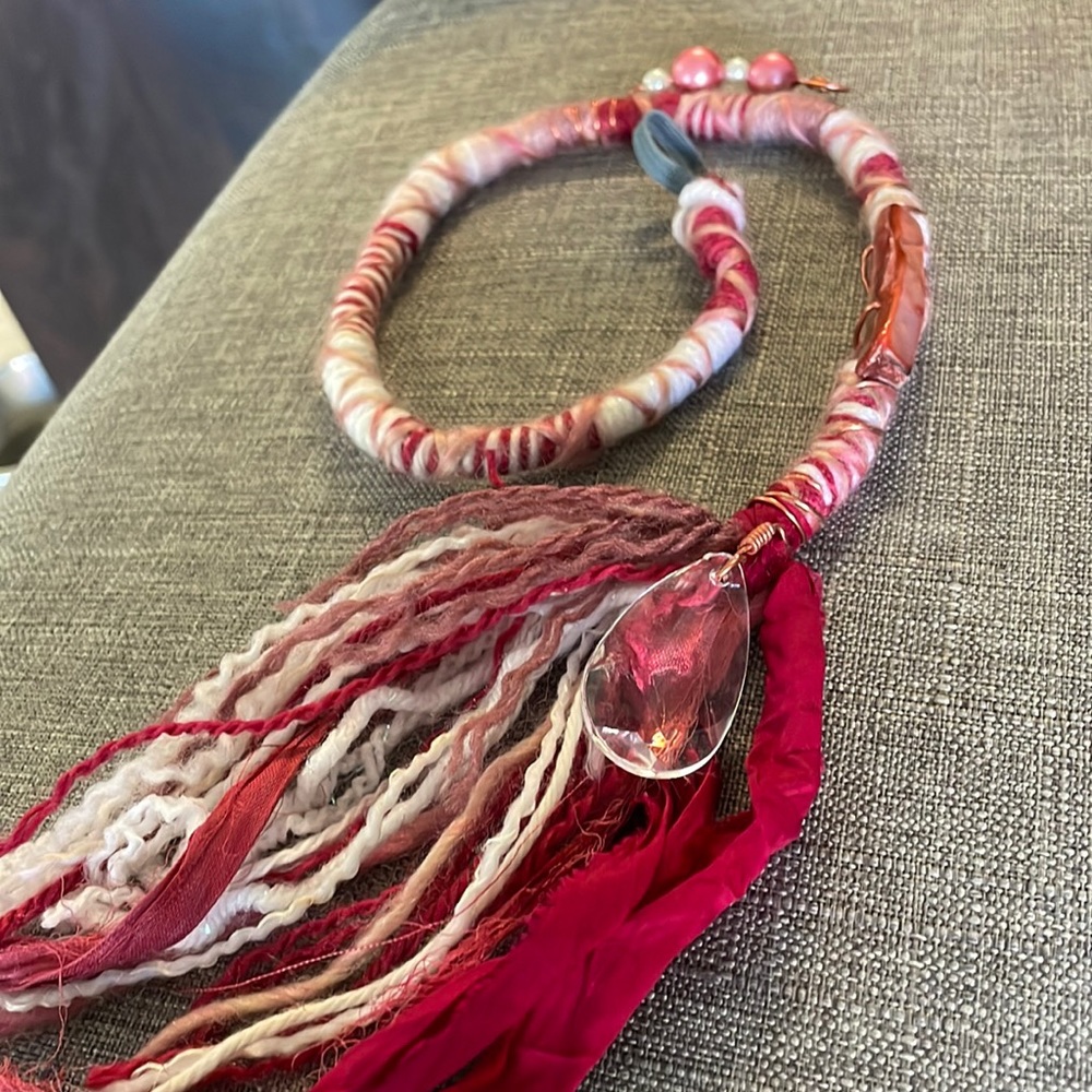 Gypsy Hair Braid Dread Candy Cane Colors Beads Stone Crystal Red White Pink